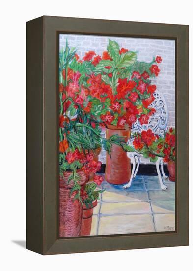 Geraniums and Petunias on the Terrace, 2011-Joan Thewsey-Framed Premier Image Canvas