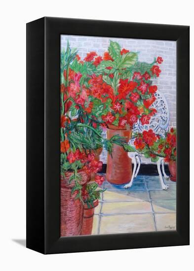 Geraniums and Petunias on the Terrace, 2011-Joan Thewsey-Framed Premier Image Canvas