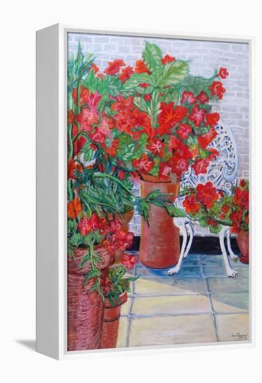 Geraniums and Petunias on the Terrace, 2011-Joan Thewsey-Framed Premier Image Canvas