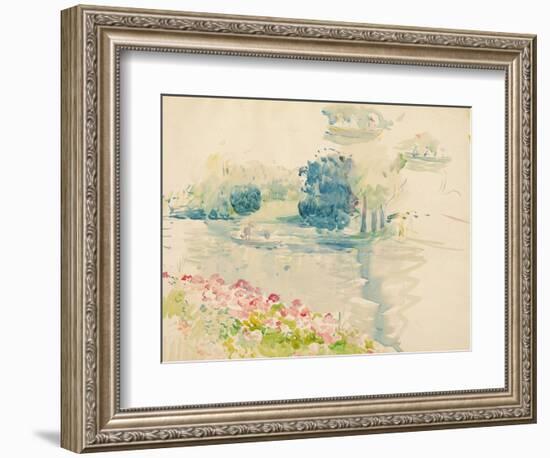 Geraniums by the Lake, 1893 (W/C on Paper)-Berthe Morisot-Framed Giclee Print