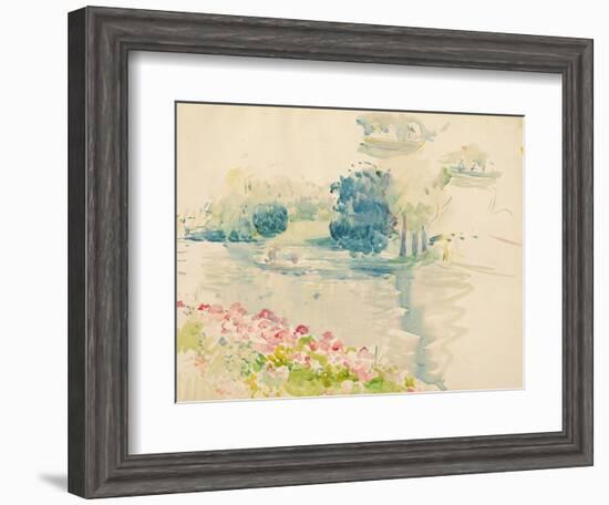 Geraniums by the Lake, 1893 (W/C on Paper)-Berthe Morisot-Framed Giclee Print