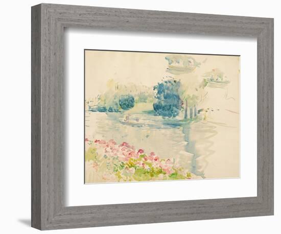 Geraniums by the Lake, 1893 (W/C on Paper)-Berthe Morisot-Framed Giclee Print