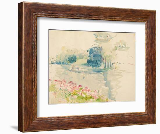 Geraniums by the Lake, 1893 (W/C on Paper)-Berthe Morisot-Framed Giclee Print