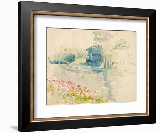 Geraniums by the Lake, 1893 (W/C on Paper)-Berthe Morisot-Framed Giclee Print