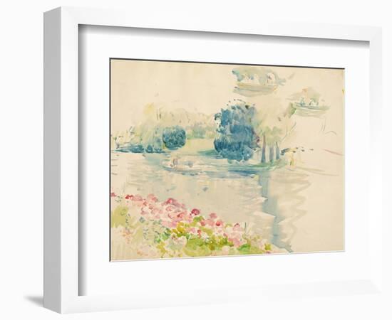 Geraniums by the Lake, 1893 (W/C on Paper)-Berthe Morisot-Framed Giclee Print