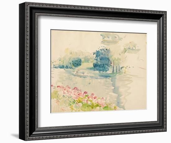 Geraniums by the Lake, 1893 (W/C on Paper)-Berthe Morisot-Framed Giclee Print