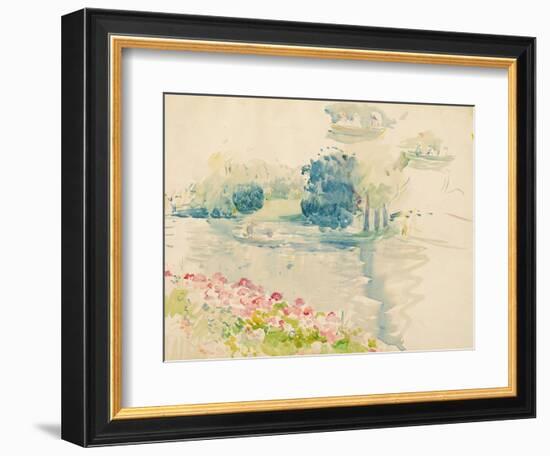 Geraniums by the Lake, 1893 (W/C on Paper)-Berthe Morisot-Framed Giclee Print