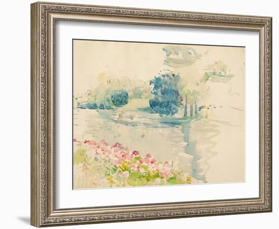 Geraniums by the Lake, 1893 (W/C on Paper)-Berthe Morisot-Framed Giclee Print
