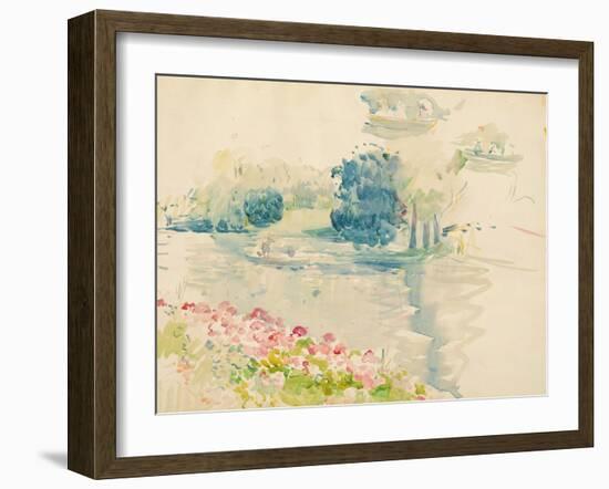 Geraniums by the Lake, 1893 (W/C on Paper)-Berthe Morisot-Framed Giclee Print