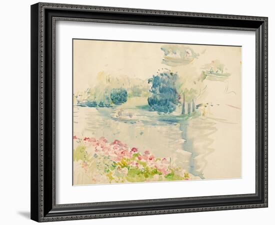 Geraniums by the Lake, 1893 (W/C on Paper)-Berthe Morisot-Framed Giclee Print