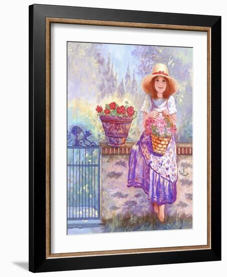 Geraniums - Garden Gates-Judy Mastrangelo-Framed Giclee Print