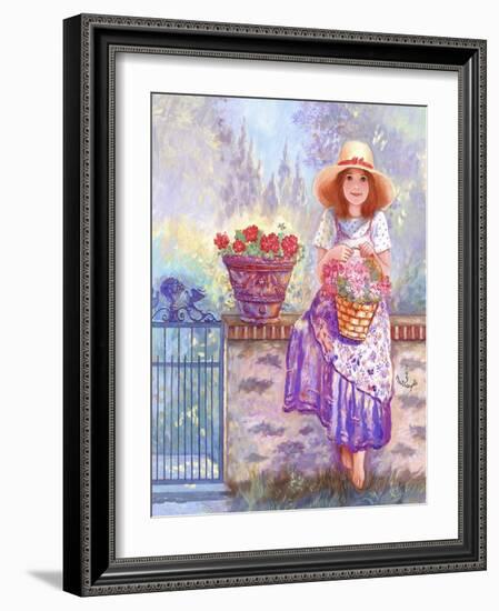 Geraniums - Garden Gates-Judy Mastrangelo-Framed Giclee Print