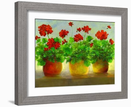 Geraniums III-Sheila Finch-Framed Art Print