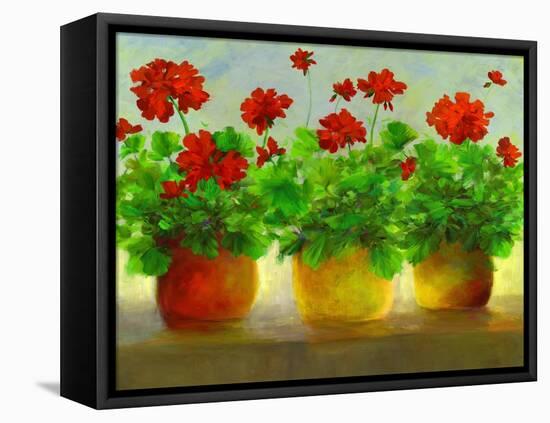 Geraniums III-Sheila Finch-Framed Stretched Canvas