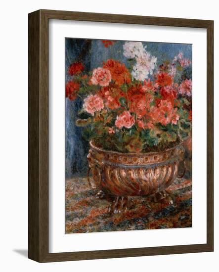 Geraniums in a Copper Basin, 1880 by Renoir-Pierre Auguste Renoir-Framed Giclee Print