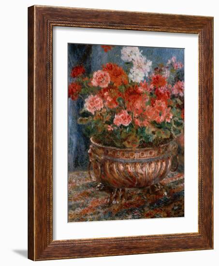 Geraniums in a Copper Basin, 1880 by Renoir-Pierre Auguste Renoir-Framed Giclee Print