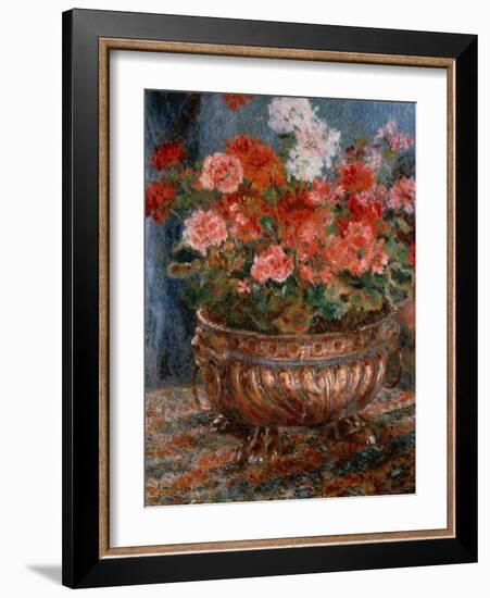 Geraniums in a Copper Basin, 1880 by Renoir-Pierre Auguste Renoir-Framed Giclee Print