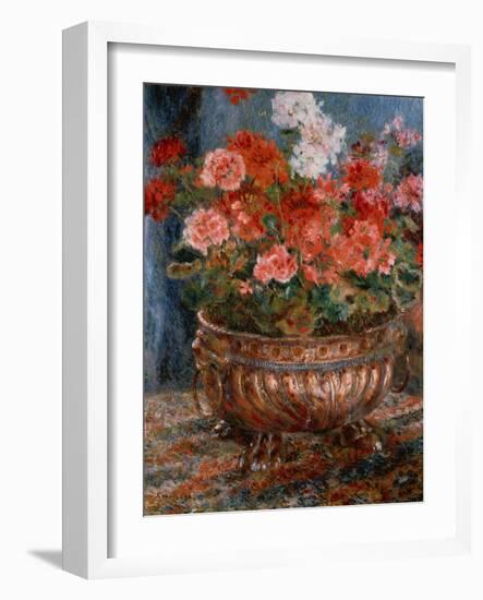 Geraniums in a Copper Basin, 1880 by Renoir-Pierre Auguste Renoir-Framed Giclee Print