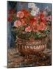 Geraniums in a Copper Basin, 1880 by Renoir-Pierre Auguste Renoir-Mounted Giclee Print