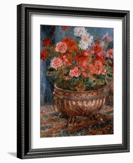 Geraniums in a Copper Basin, 1880 by Renoir-Pierre Auguste Renoir-Framed Giclee Print