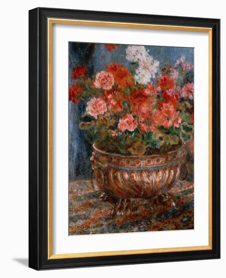 Geraniums in a Copper Basin, 1880 by Renoir-Pierre Auguste Renoir-Framed Giclee Print