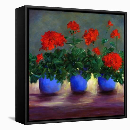 Geraniums V-Sheila Finch-Framed Stretched Canvas