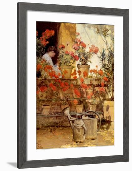 Geraniums-Childe Hassam-Framed Art Print