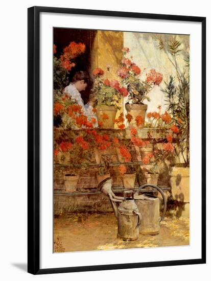 Geraniums-Childe Hassam-Framed Art Print