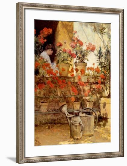 Geraniums-Childe Hassam-Framed Art Print