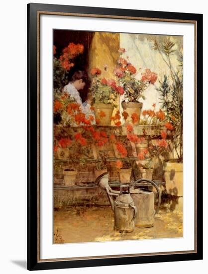 Geraniums-Childe Hassam-Framed Art Print