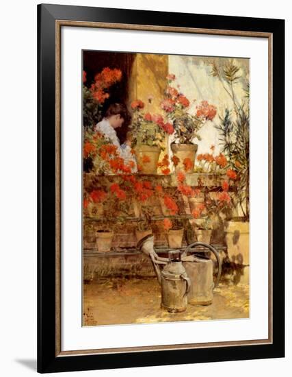 Geraniums-Childe Hassam-Framed Art Print