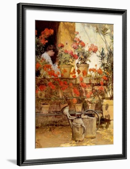 Geraniums-Childe Hassam-Framed Art Print