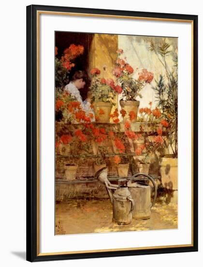 Geraniums-Childe Hassam-Framed Art Print