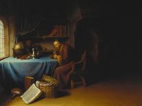 An Old Man Lighting His Pipe in a Study-Gerard Dou-Giclee Print