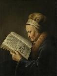 Girl with Oil Lamp at a Window-Gerard Dou-Art Print