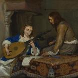 A Woman Playing the Theorbo-Lute and a Cavalier, c.1658-Gerard ter Borch or Terborch-Giclee Print