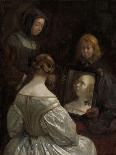 Seated Girl in Peasant Costume, c. 1650-60-Gerard ter Borch or Terborch-Framed Giclee Print