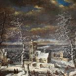A Village in Winter in an Extensive Landscape with Figures on the Ice-Gerard van Edema-Giclee Print