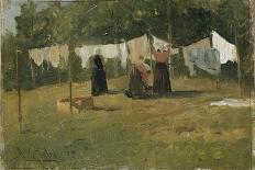 A Norwegian Village with Two Women (Oil on Canvas)-Gerhard Peter Frantz Vilhelm Munthe-Giclee Print