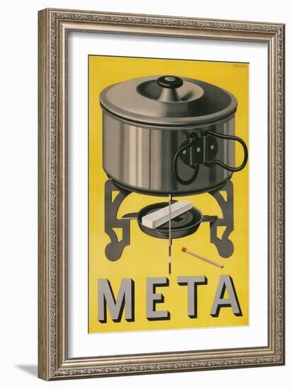 German Advertisement for Meta, Pot with Sterno Cube-null-Framed Giclee Print