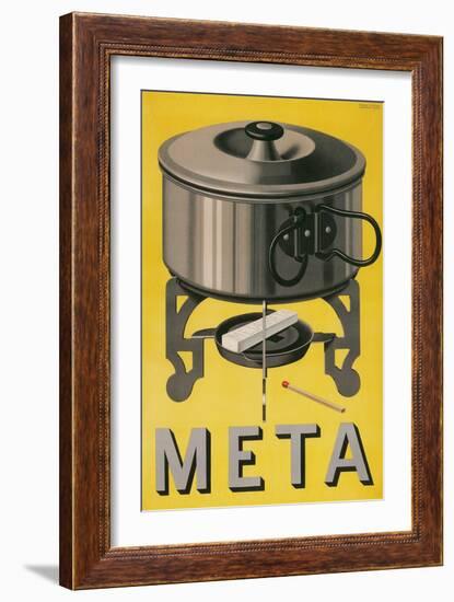 German Advertisement for Meta, Pot with Sterno Cube-null-Framed Giclee Print