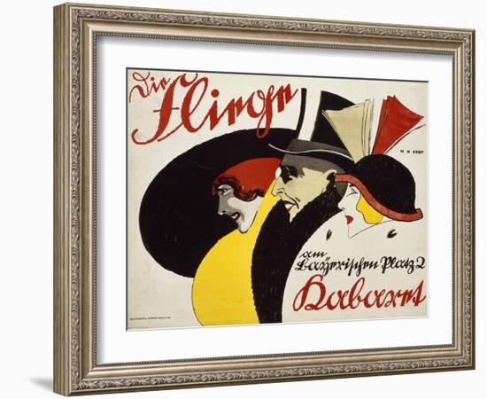 German Advertisement for the Cabaret 'Die Fliege' in Berlin, Printed by Hollerbaum and Schmidt,…-Hans Rudi Erdt-Framed Giclee Print