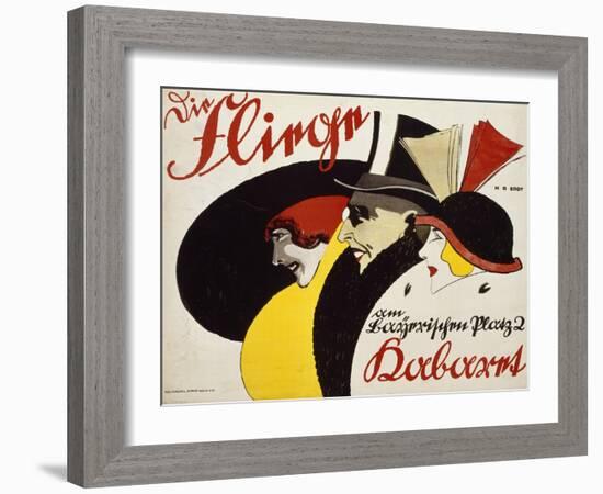 German Advertisement for the Cabaret 'Die Fliege' in Berlin, Printed by Hollerbaum and Schmidt,…-Hans Rudi Erdt-Framed Giclee Print