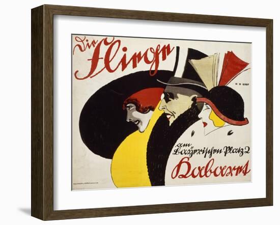 German Advertisement for the Cabaret 'Die Fliege' in Berlin, Printed by Hollerbaum and Schmidt,…-Hans Rudi Erdt-Framed Giclee Print