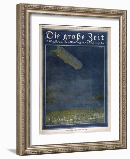 German Airship Hovers Menacingly Over Paris-Rodolf Czerny-Framed Art Print