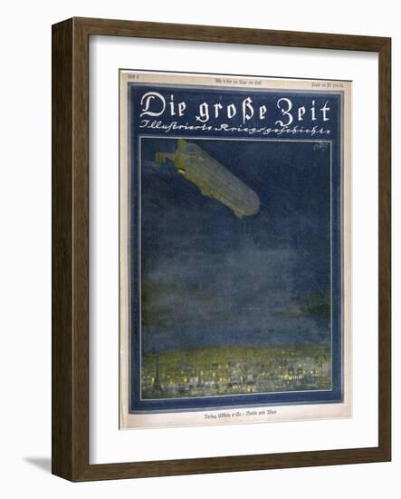 German Airship Hovers Menacingly Over Paris-Rodolf Czerny-Framed Art Print