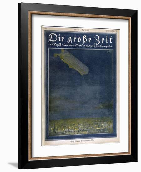 German Airship Hovers Menacingly Over Paris-Rodolf Czerny-Framed Art Print