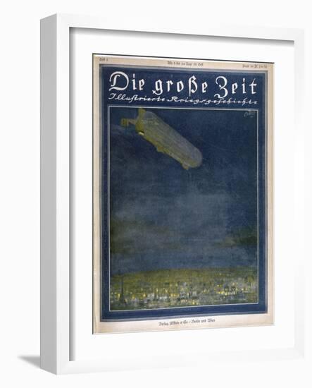 German Airship Hovers Menacingly Over Paris-Rodolf Czerny-Framed Art Print