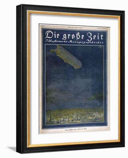 German Airship Hovers Menacingly Over Paris-Rodolf Czerny-Framed Art Print