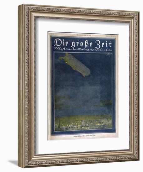 German Airship Hovers Menacingly Over Paris-Rodolf Czerny-Framed Art Print